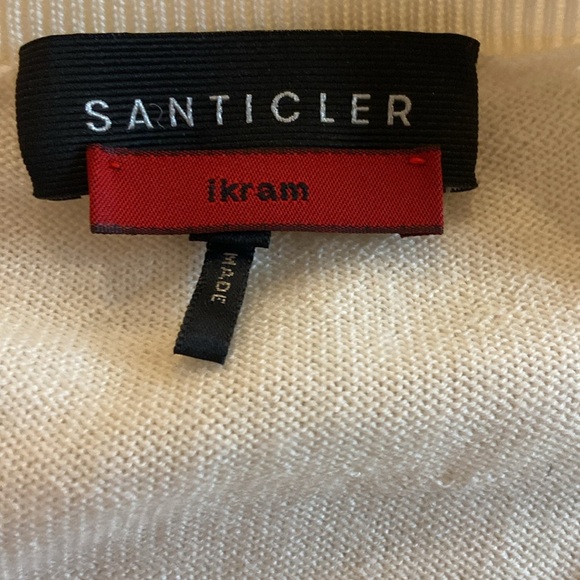 SANTICLER JULIA V-NECK PULLOVER WITH PEARL BEADING IN CREAM Sz 1 - Picture 7 of 9